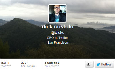 Twitter CEO Dick Costolo opts for a peaceful panorama.