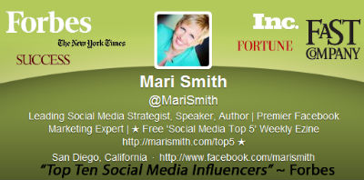 Why not use your header to showcase your accomplishments like Mari Smith?