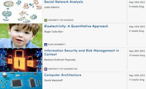 Coursera course list