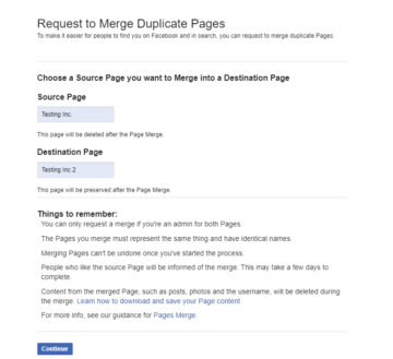 merge facebook pages new experience
