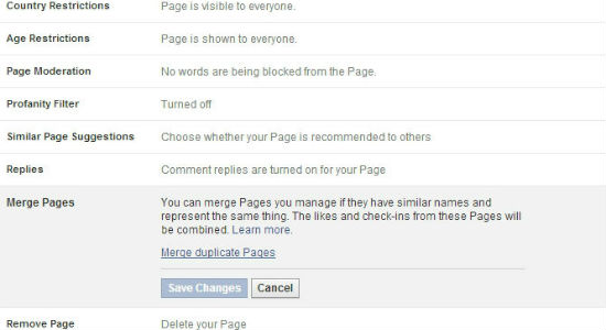 merge Facebook pages
