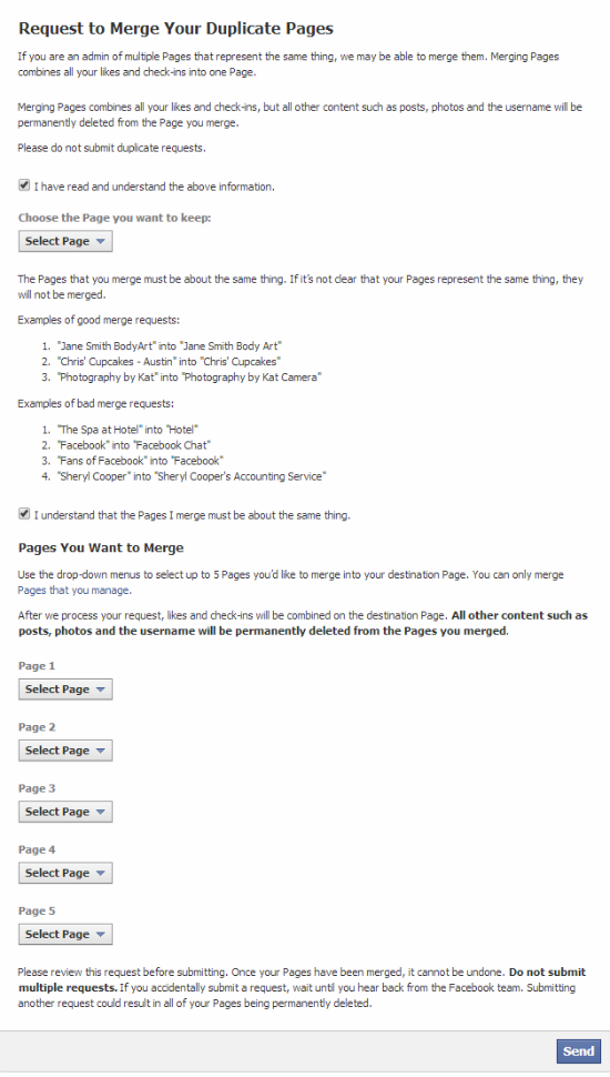 merge Facebook pages