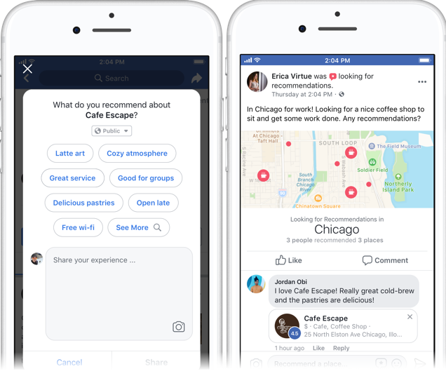 Facebook reviews turn into recommendations