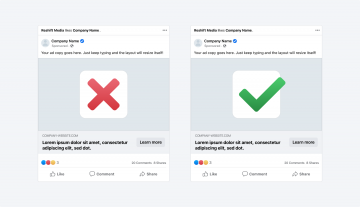 an image of an ad with an x, and an ad with a checkmark