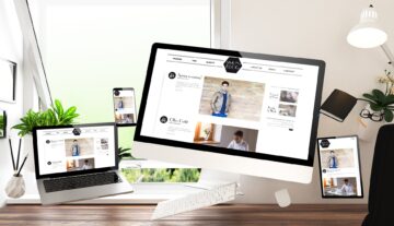 Devices with blog website at home office, 3d rendering