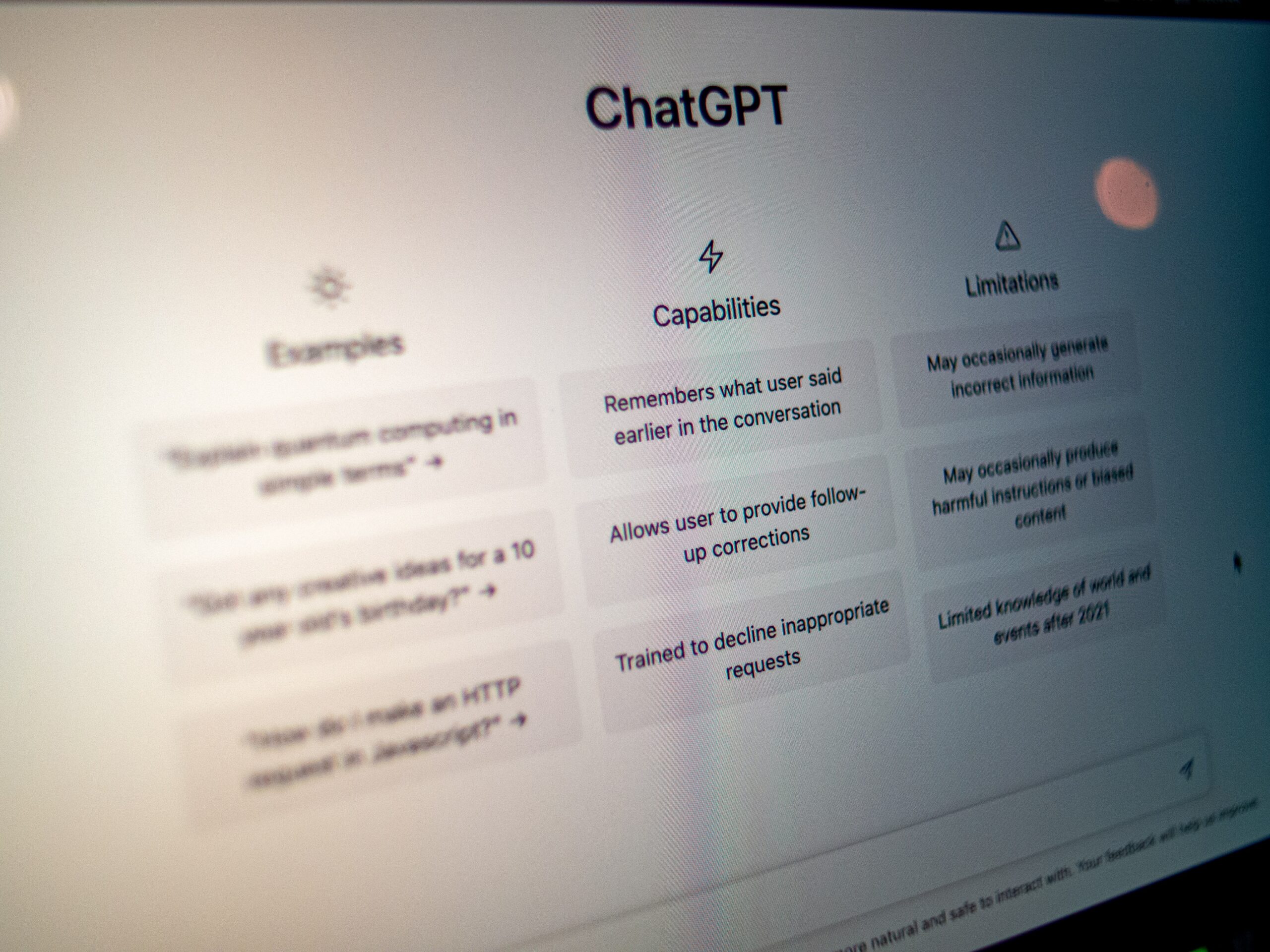ChatGPT on a desktop screen
