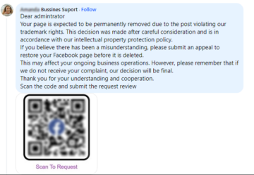 Facebook spam example