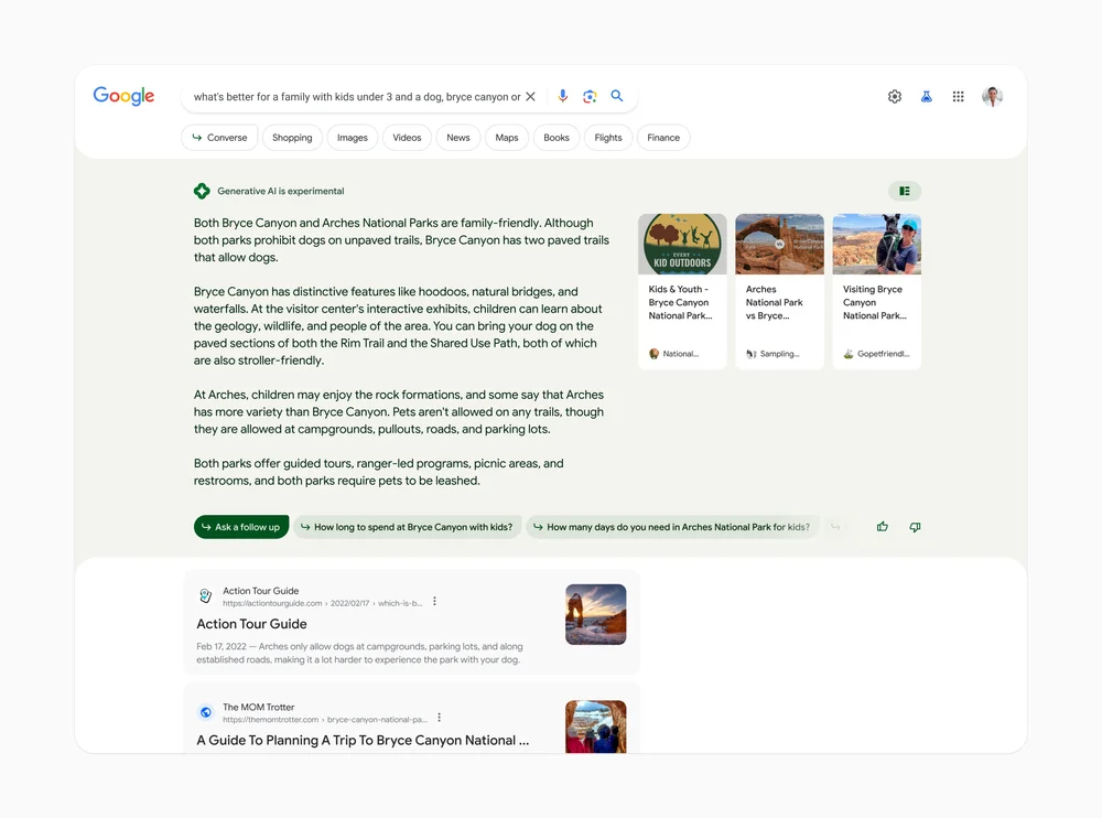Google Generative Search Example
